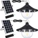 Solar Shed Light Indoor Outdoor Pendant Lights Solar Powered with 2 Motion Sensor, Waterproof Solar Hanging Lamp for Porch, Inside Home, Farmhouse, Gazebo, Chicken Coop, Daytime, 2 Pack