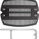 SafBbcue 7644/7582 Cast Iron Cooking Grates & 60040 Grill Burner Tube kits for Weber Q1200 Q100 Q120 Q1000 50060001 386001 86002 516001 Grills, Grill Grids & Grates for Baby Q Gas Grill, 17"