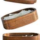 Acacia Wood Qtip Holder Bathroom Jars with Lids, Double-Layer Canisters for Cotton Ball/Round/Pads, Floss Pick Storage, Jars for Bathroom Countertop/Vanity Organizer, Home Decor