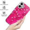 KANGHAR Case for iPhone 15 Plus Leopard Printed Pattern Cute Cheetah Phone Case Clear Bumper Hard Back Shockproof Protective Diamond Glittter Camera Lens Cover for iPhone 15 Plus Hot Pink