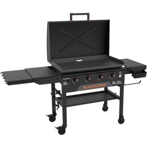Blackstone Original 36" Griddle, Portable Outdoor Grill with Built-In Hood, Black - Includes Extendable Side Shelves and Caster Wheels