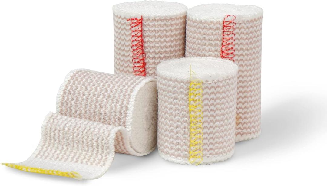 3 x Elastic Bandage Wrap  4 Pack Premium Elastic Bandages with Closure | 2 Rolls of Each Size (2 Inch x 4.6 Meter & 3 Inch x 4.6 Meter), Compression Bandage for Wrist & Foot Sprains