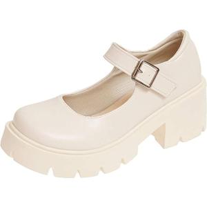 Women's Platform Mary Janes Chunky Heel Ankle Strap Uniform Dress Shoes Heeled Gothic Lolita Oxfords, Size: 9