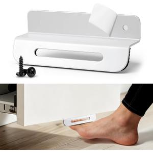 1-Pack Under Cabinet Foot Pull with Adhesive and Screws,Hands Free Toe Kick Opener for Trash Cabinet Door, Comfortable EVA Pad,Touchless Cabinet Opener（White）