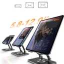 Orlian Tablet Stand Holder with Thickened 360Rotating Base Dual Rod Adjustable Aluminum Stand for All 5.8-12.9 iPad Samsung Phone Tablet Kindle E-Reader and More, Black