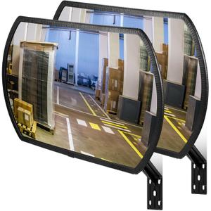 Geetery 2 Pcs 36" x 24" Garage Mirror Convex Security Outdoor Indoor Round Rectangular Acrylic Traffic Mirror Corner Blindspot for Wall Parking with Protective Film for Driveway