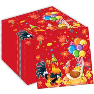Chicken Party Napkins, 40PCS Hen Rooster Napkins Disposable, Chicken Farm Rooster Party Supplies Birthday Decorations, Farm Party Dinner Paper Napkins for Farms Girl Boy Theme Partty Supplies, 6.5 in