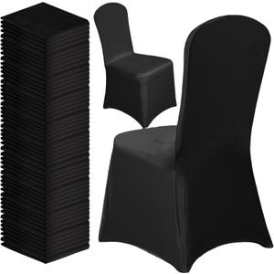 Vencede 100pcs Black Stretch Spandex Chair Cover, Chair Covers for Wedding, Universal Fitted Chair Cover Protector for Party, Banquet, Event, HotelBlack 100PCS