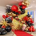 Movie Night Balloon Arch Garland Kit with Red Black and Gold Balloons Foil Balloons for Birthday Movies Night Theater Movie Theme Party Decorations