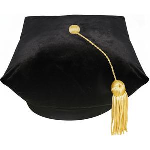 CLERKMANS Doctoral PhD Graduation Velvet Tam with Gold Bullion Tassel, 8 Sided