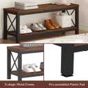 BON AUGURE Entryway Bench with Storage, 2 Tier Wood Metal Shoe Bench, Storage Benches for Bedroom, Entrance, Hallway, Mudroom, Indoor (47 inch Wide, Rustic Oak), 14.17 D x 47.24 W x 18.03 H