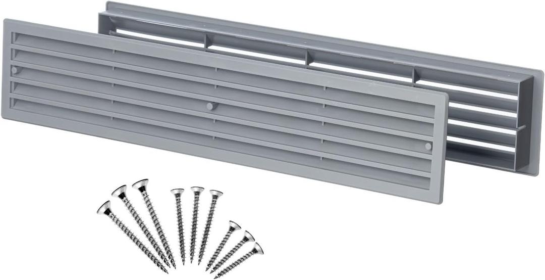 1 Set - Two-Sided Door Vent Cover 17.7x3.6 inch with Screws - Gray Plastic Ventilation Grille - Door Vents for Interior Doors - Door Louver Vent - Door Return Air Vent with Screws, by Steinberg14