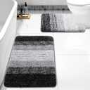 Arotive Bathroom Rugs Sets 2 Piece, Soft Absorbent Microfiber Bath Mats and U-Shaped Contour Toilet Rug, Non-Slip Machine Washable Dry Bath Mats for Bathroom, 30x20 and 24x20, Black (30" x 20" + 24" x 20")