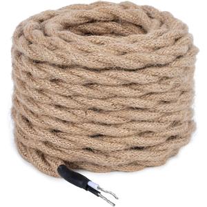 32.8feet Twisted Hemp Rope UL Listed 18/2 Cloth Natural Fabric Electrical Cord for Pendant Light Kits & Industrial Retro DIY Projects (Hemp Rope Electrical Cord)