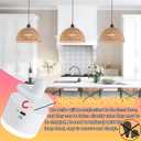 Battery Operated Pendant Light with Remote,Battery Ceiling Lights No Wiring,Battery Chandelier with RGB Rechargable Light Bulbs 50hrs Battery Life,2 Pack Rattan Boho Hanging Light for Kitchen Island