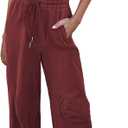 Women's Sleeveless Summer Jumpsuit Square Neck Drawstring Waist Long Romper Jumpers 2025 with Pockets Extra Large, Maroon Red