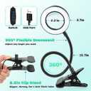 10X Magnifying Glass with Light, Clip on Mganifier with Light, 48 LED Desk Magnifying Glass wtih Clamp, 3 Modes Dimmable Magnifying LED Lamps for Bed Work Crafts DIY Repair