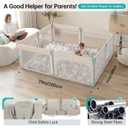 Doradotey Baby Playpen Foldable for Toddlers 1-3, Size and Shape Adjustable Enclosure, 8-Panels Detachable Gate 79x71 Large Indoor Playard, Easy Assembly and Clean, Safety Fence Play Area, Khaki