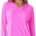 SG Edge Women's Standard V-Neck UPF 50+ Long Sleeve Swim Rash Guard Shirt Quick Dry Lightweight Moisture Wicking Size S