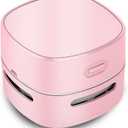 ODISTAR Desktop Vacuum Cleaner, Mini Table dust Sweeper Energy Saving,High Endurance up to 400 mins,360º Rotatable Design for Keyboard/Home/School/Office (Pink Charging)