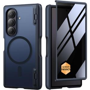 MOBOSI Magnetic for Z Fold 7 Case with Screen Protector, Compatible with Magsafe, Full-Body Coverage Hinge Protection, Shockproof Rugged Slim Phone Case for Samsung Galaxy Z Fold7, Privacy Black