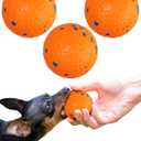 ALPI Chomp Ball - Durable Chew Toys for Dogs & Other Pets - Stimulating Dog Toys for Aggressive Chewers - Soft Dog Chews - 3-Pack, Orange