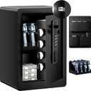 Gun Safe for Handgun, 2.0 Cu ft Home Safe with Pistol Rack Door Organizer, Pistol Safes with Digital Electronic Keypad, Alarm Gun Safes with Adjustable Shelf, Fixable Silent Safe for Valuables (Black)