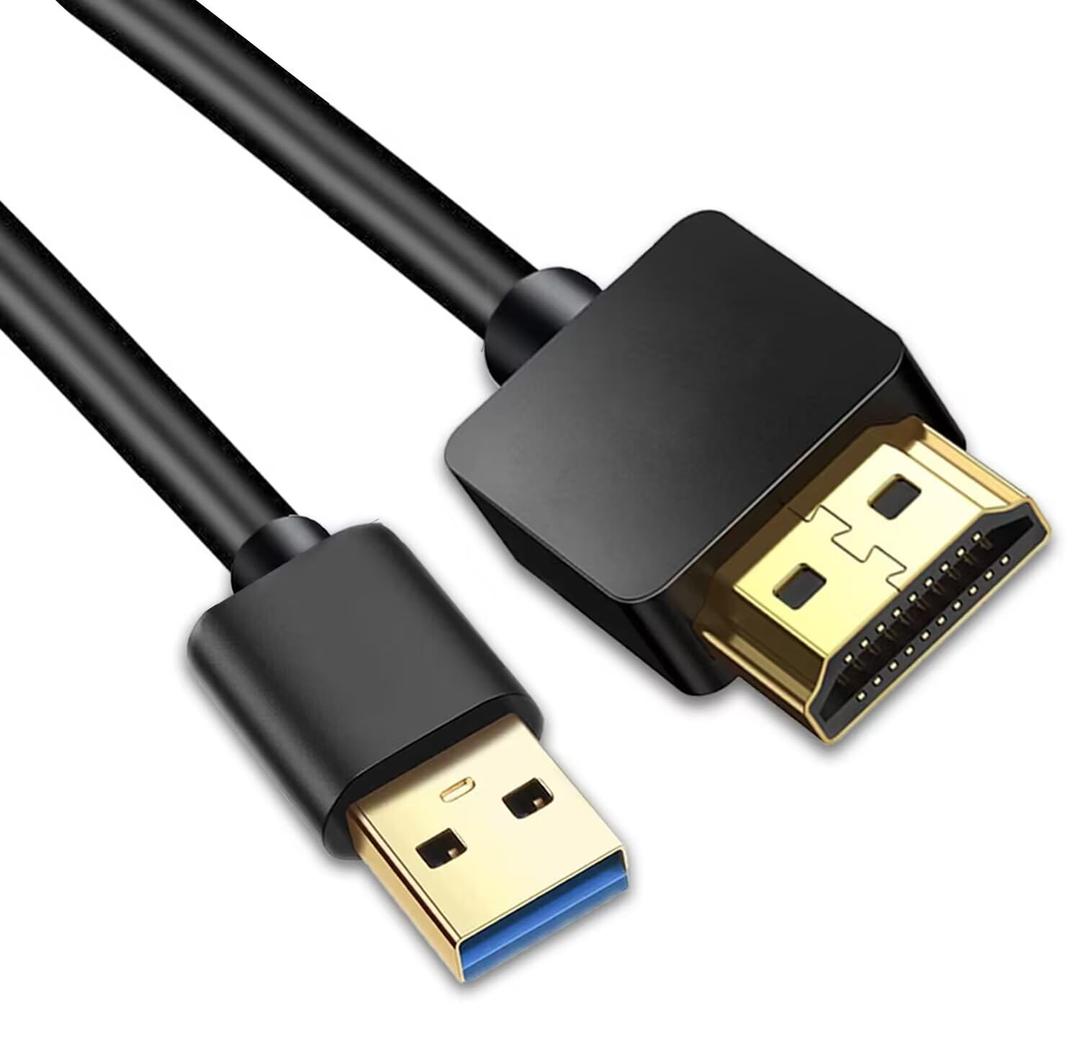 2 x USB to HDMI Adapter Cable, USB to HDMI Male 1080P HD Monitor Display Audio Video Converter Cable Cord for PC/Laptop to Monitor
