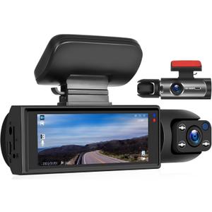 CAMECHO 1080P Dual Dash Cam Front and Inside, Dash Camera for Cars, 3.16" IPS Screen Dashcam, G-Sensor, Wide Angle, Loop Recording, Driving Recorder (3.16 Inch without Card)