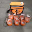 Orange and Black Lunch Cooler With Beaver And Seven Glasses