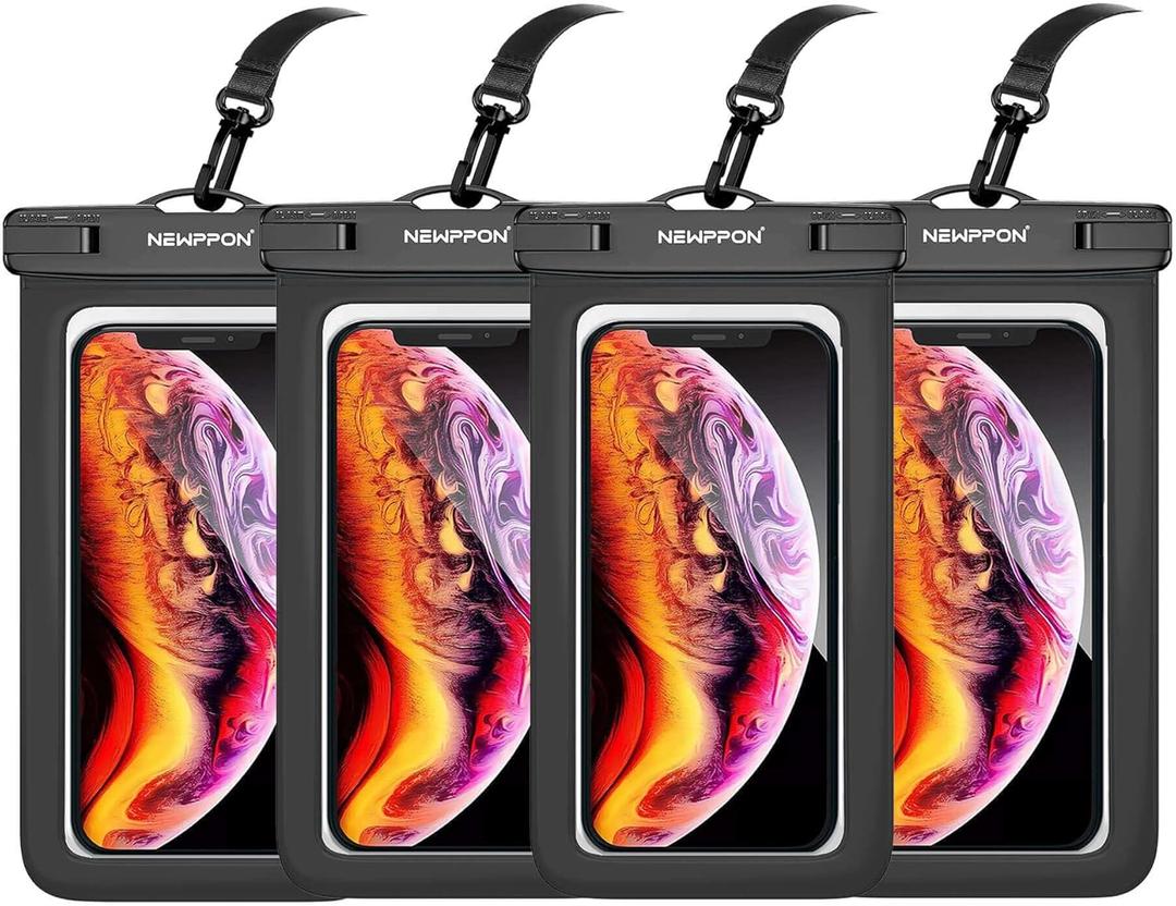 Waterproof Cell Phone Pouch : 4 Pack Float Clear Cell Holder Protector with Lanyard - Universal Floatable Water Proof Dry Bag for iPhone Samsung Galaxy for Beach Swimming Pool