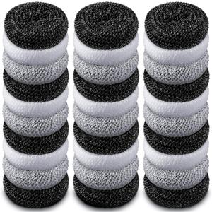 Blulu Plastic Dish Scrubbers for Dishes Pot Round Nylon Pad, Mesh Scouring Non Scratch Pads (Simple Colors, 30 Pieces)