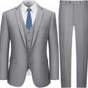 LUPURTY Suits for Men, 3 Piece Men's Suit Slim Fit, Solid Jacket Vest Pants with Tie, One Button Tuxedo Set, size XXXL