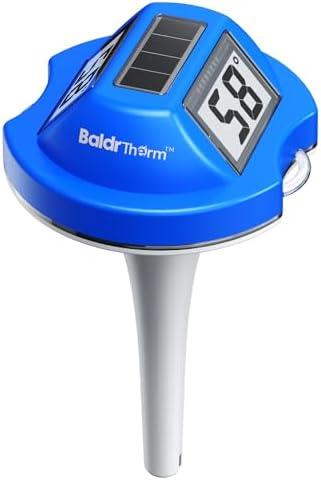 BaldrTherm Floating Pool Thermometer, Swimming Pool Thermometer Digital Solar, High Accurate, Anti-Fog Dual-Sided Display Screen for Babybath, Spas & Aquariums (Blue)