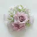 MAFELOE 2 Pieces Boutonniere Corsage Set, Artificial Flowers for Groom Groomsmen Bride Bridesmaids Wedding Prom Party Suit Decor-Pale Pink Purple (M4-Y1-JM)