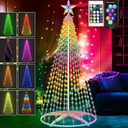 Smart Lighted RGB Christmas Tree Cone Tree with Star Topper Outdoor DIY APP Controlled Lighted Christmas Tree Light