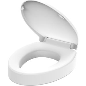 Raised Elongated Toilet Seat 18.5'' for Seniors  Soft Close, Quick Release & Connect, Sturdy PP Material, Wont Loosen, Ideal for Elderly & Limited Mobility, White