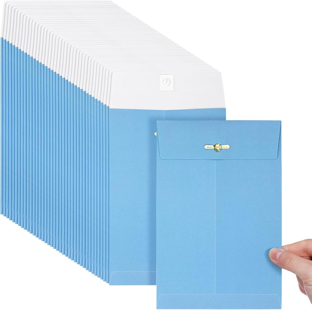 Teling 50 Pcs 5 x 7.5 Manilla Envelopes Clasp Kraft Catalog with Closure for Storing Mailing 28 lb Kraft Envelope Paper for Office Document School Business Home (Blue)