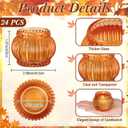Mumufy 24 Pcs Thanksgiving Glass Votive Candle Holders Orange Pumpkin Tealights Candle Holder for Halloween Fall Table Centerpieces Wedding Birthday Anniversary Parties Decorations for Home