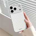 inewateri Compatible for iPhone 17 Pro Case with Cute Fashion Polka Dot Aesthetics Design Simple Cases for Soft TPU Slim Protection Cover-White