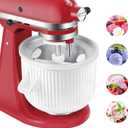 GLINK Ice Cream Maker Attachment for KitchenAid Stand Mixer, Compatible with Kitchenaid 4.5-5Qt Stand Mixer and 5-6Qt Bowl-Lif, 2-Quart Frozen Yogurt/Ice Cream/Sorbet Gelato Maker