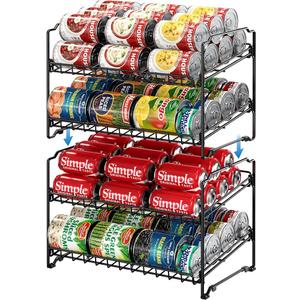 Simple Houseware 2 Tier Stackable Can Rack, Black, 2 Pack