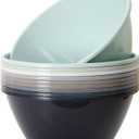 Youngever 9 inch 80 Ounce Plastic Mixing and Serving Bowls, Popcorn Bowls, Salad Bowls, Chip and Dip Serving Bowls, Set of 9 (Urban Color)