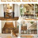 SNUOWU 16 Inch Full Metal Freestanding Short Dog Gate for Small Dogs, Foldable 4-Panel Pet Barrier, Expands Up to 48" Wide, Indoor Safety Fence for Doorway, Home & Stairs, Black