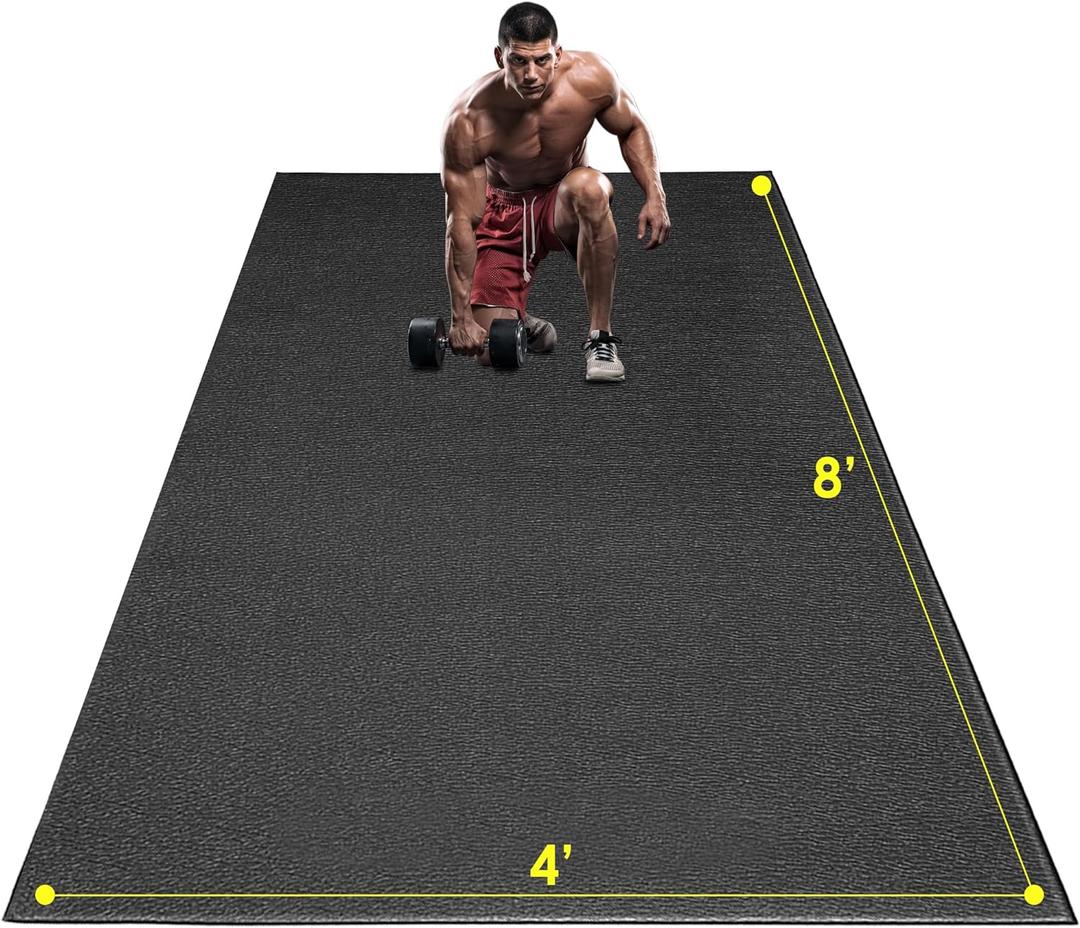 Large Exercise Mat, 8' x 6'/8' x 4'/6' x 4' Extra Durable Workout Mats for Home Gym Flooring, High-Density Gym Mats Cardio Mat for Jump Rope, MMA, Stretch, HIIT, Shoe-Friendly, Non-Slip, Non-Toxic