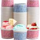 Lamosi Ice Cream Bowls Disposable - 100 Count - 11 oz Paper Ice Cream Sundae Cups, Party Supplies Food Containers for Dessert Snack Frozen Yogurt Soup