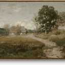 InSimSea Extra Large Framed Vintage Wall Art, Living Room Country Farmhouse Decor, Retro Road Landscape Paintings, Canvas Prints, Rustic Scenery Long Pictures for Bedroom Above of Bed,24x48inch, Road