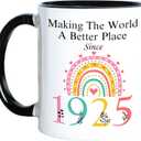 100th Birthday Coffee Mug For Women, Turning 100 Year Old Birthday Gifts for Her, 1925 100th Gifts Black Handle 11OZ Coffee Cups for Mom Grandma Aunt Sister Coworker Friend Wife(100 Birthday)