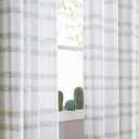 White Green Geometric Window Curtain Panel Pairs 54 Inch Long for Living Room Linen Blend Semi Sheers Grommets Top Rustic Farmhouse Style Window Treatment Drape Sets for Bedroom 54"x54"x2, Sage/White (54"W x 54"L (Pack of 2))