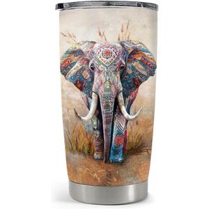 SANDJEST Elephant Tumbler 20oz Stainless Steel Insulated Coffee Travel Mug Cup for Women Girls on Birthday Christmas Mothers Day